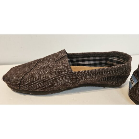 Toms Size 5 Womens Brown woven Herringbone Tweed Classic Slip on Comfort - Picture 6 of 11